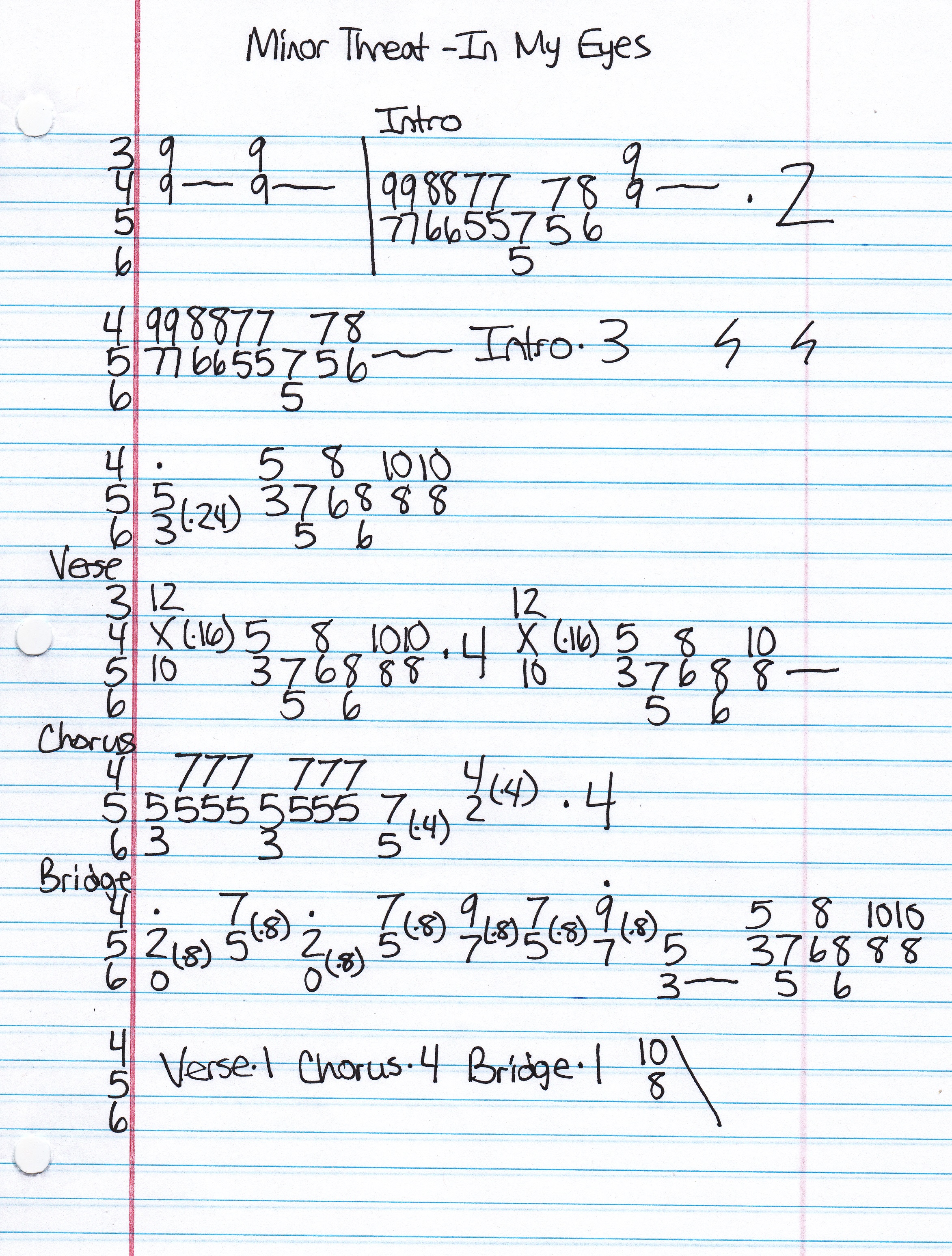 High quality guitar tab for In My Eyes by Minor Threat off of the album Complete Discography. ***Complete and accurate guitar tab!***